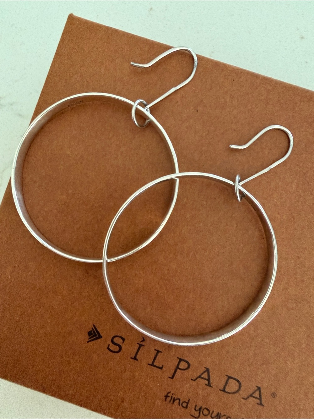Silpada Silver Hoop Dangle Earrings with Oxidized Vine Etching W2219
